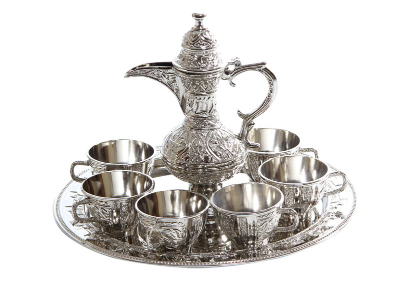 Alisveristime Set aus 6 handgefertigten türkischen Teewasser Zamzam Servierset Gläser Untertasse und Löffel Gold